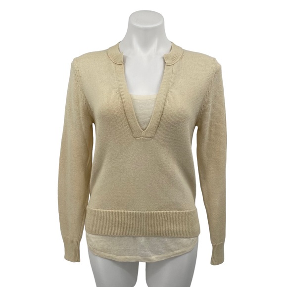 Brochu Walker Tops - Brochu Walker Roan Layered Henley Soy White Knit Top XS
